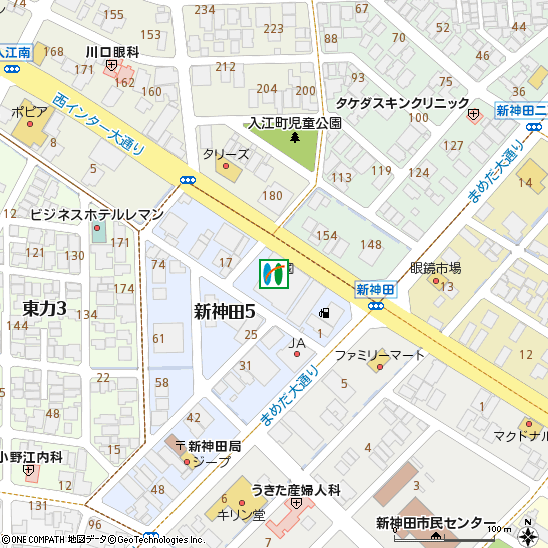 金沢西部支店付近の地図